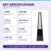 REALGLOW Pyramid patio heater specifications: 13kW, 2.25m, 49x49cm base, 27mm regulator, anti-tilt, CE